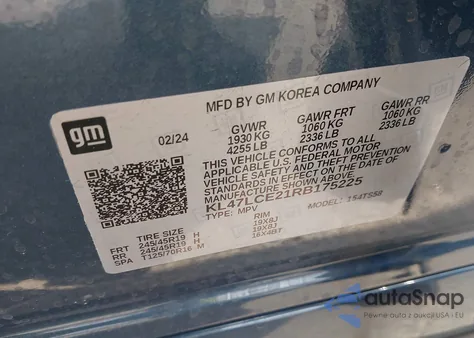 2024 Buick Envista Avenir Fwd из США, поврежденный, VIN KL47LCE21RB175225